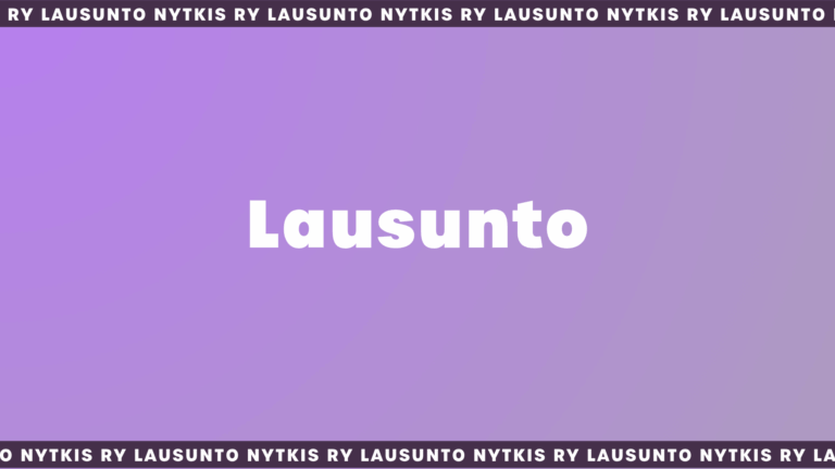 Liila banneri, jossa isolla valkoisella tekstillä isolla lukee "Lausunto".