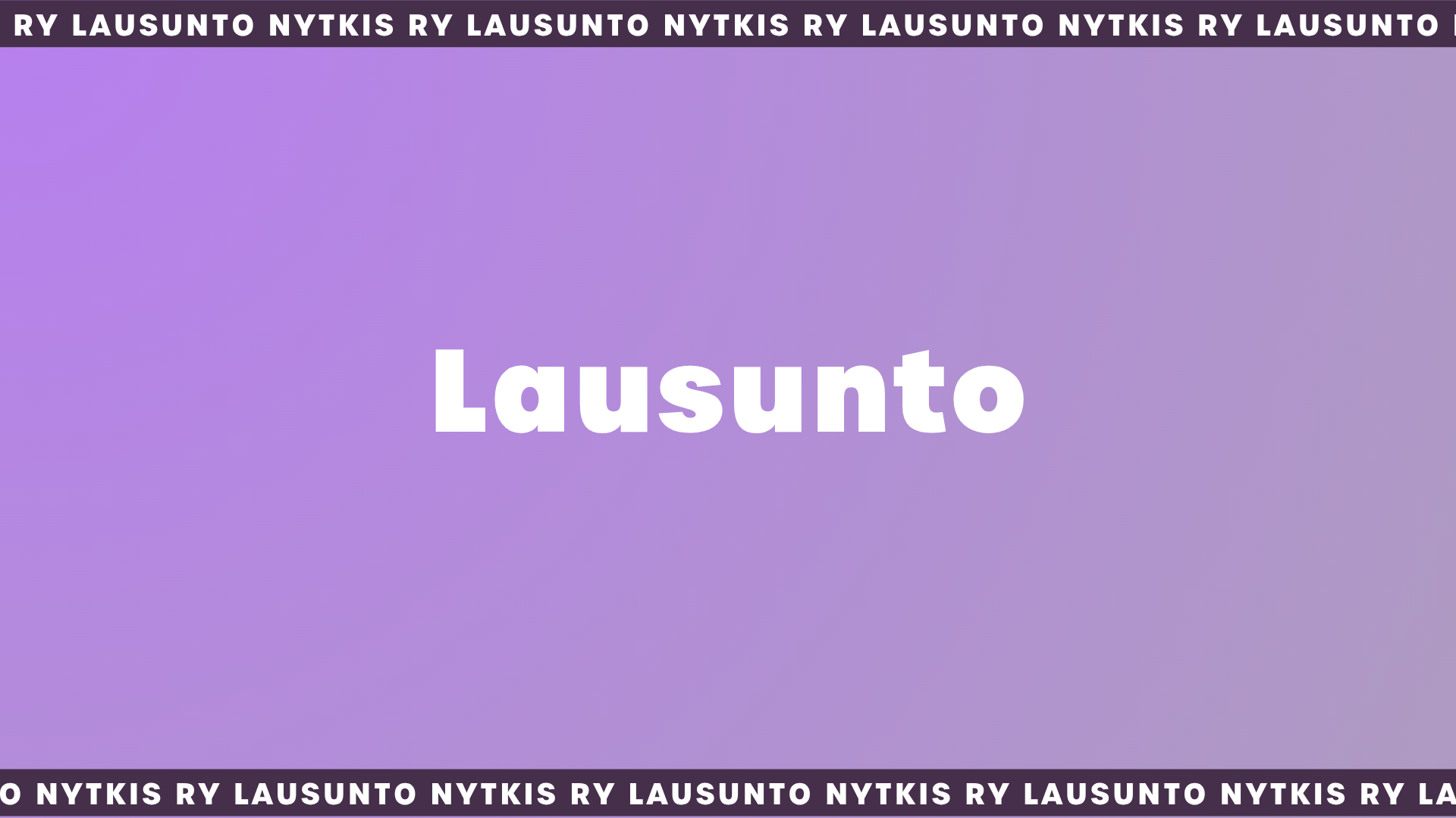 Liila banneri, jossa isolla valkoisella tekstillä isolla lukee "Lausunto".
